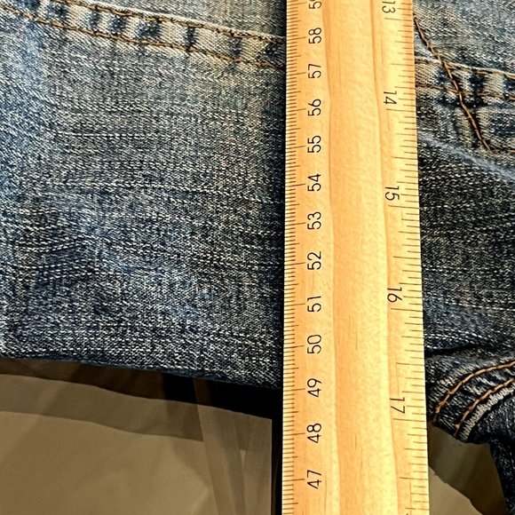 Go Jeans Sz XL Vintage Navy Denim Jean Jacket Cropped Wash Pockets - Picture 12 of 13